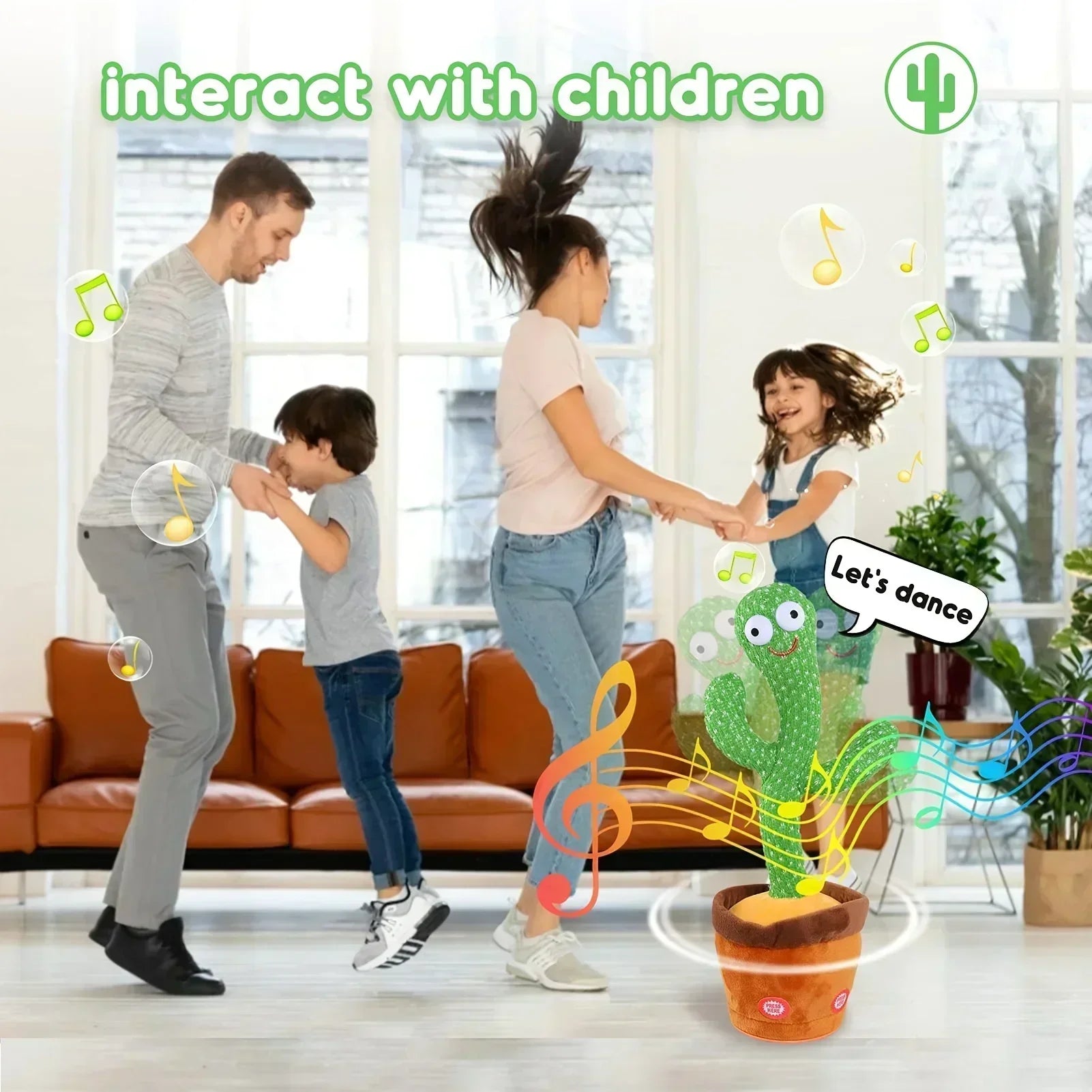 Talking Cactus Toy with LED 120 English Songs Singing Musical Toys Repeat What You Say Suitable for Babies and Toddlers Good Vibrations
