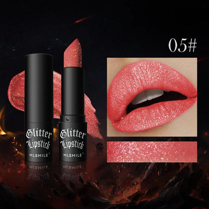 Waterproof Glitter Lipsticks Punk Style Nude Matte Not Fading Pearlescent Sexy Red Pink Velvet Lipsticks Lips Makeup Cosmetic Good Vibrations