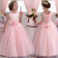 2025 New Elegant Girl Wedding Dress Embroidered Mesh Princess Dress 4-12 Year Old Girl Graduation Party Prom Evening Dress Good Vibrations