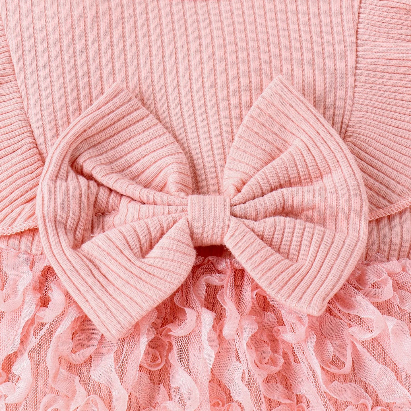 2PCS Autumn 0-1 Year Old Girl Baby Sweet And Cute Round Collar, Pit Strip, Flower Skirt, Long-Sleeved Suit + Bow Hair Band Good Vibrations