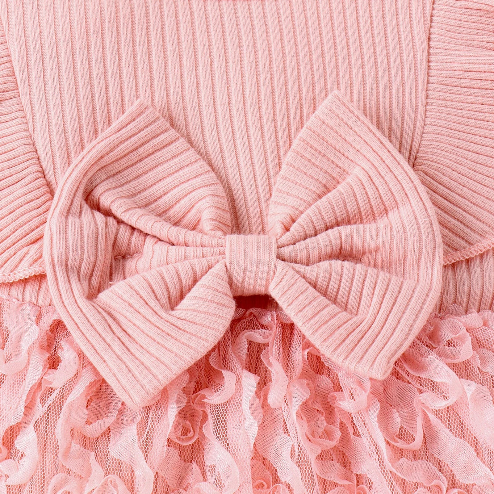2PCS Autumn 0-1 Year Old Girl Baby Sweet And Cute Round Collar, Pit Strip, Flower Skirt, Long-Sleeved Suit + Bow Hair Band Good Vibrations
