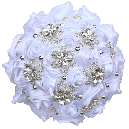 High quality Crystal Bride Waterfall Bouquet Bridesmaids Accessories Handmade Satin Rose Elegant Wedding Flowers Bridal Bouquet Good Vibrations