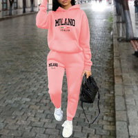 Autumn Winter Women's Sets 2pcs Hoodies Pants Suit Sports Outfits 2025 MILANO Letter Print Aesthetic Clothes Ladies Tracksuit Good Vibrations