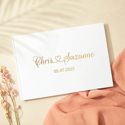 Personalized Guest Book for Wedding Noble Message Photo Album Simple Elegant Horizontal Wedding Reception Signing Book Good Vibrations