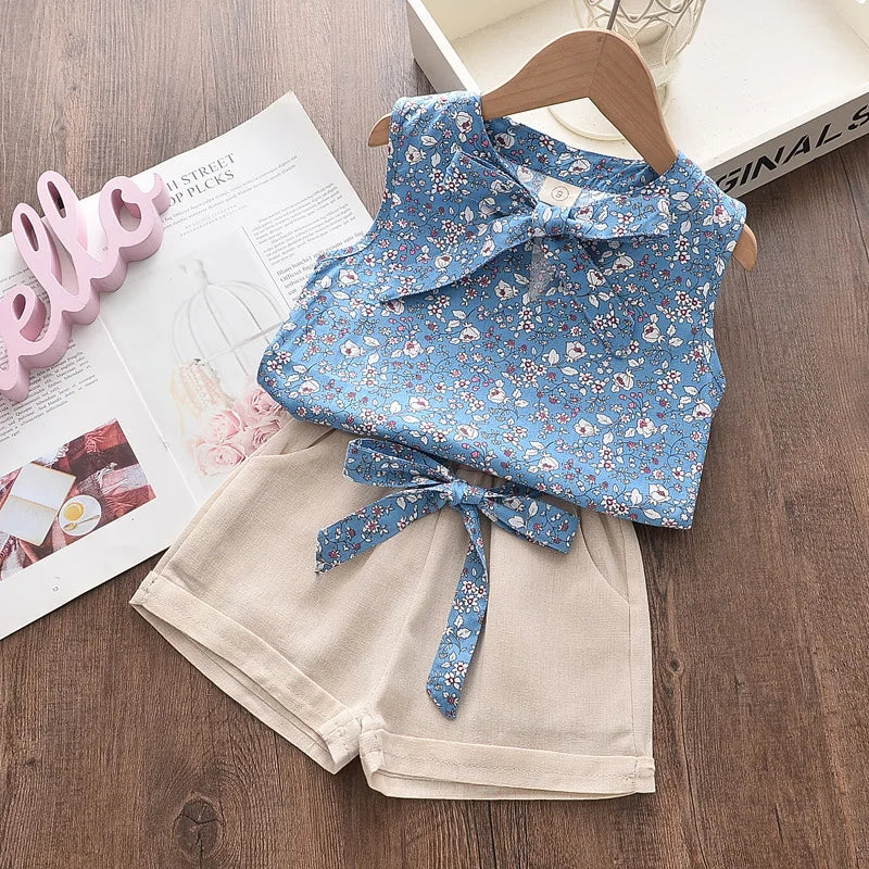 New Summer Baby Girls Clothes Children Sleeveless Vest Shorts 2Pcs/Sets Toddler Clothing Infant Fashion Costume Kids Tracksuits Good Vibrations