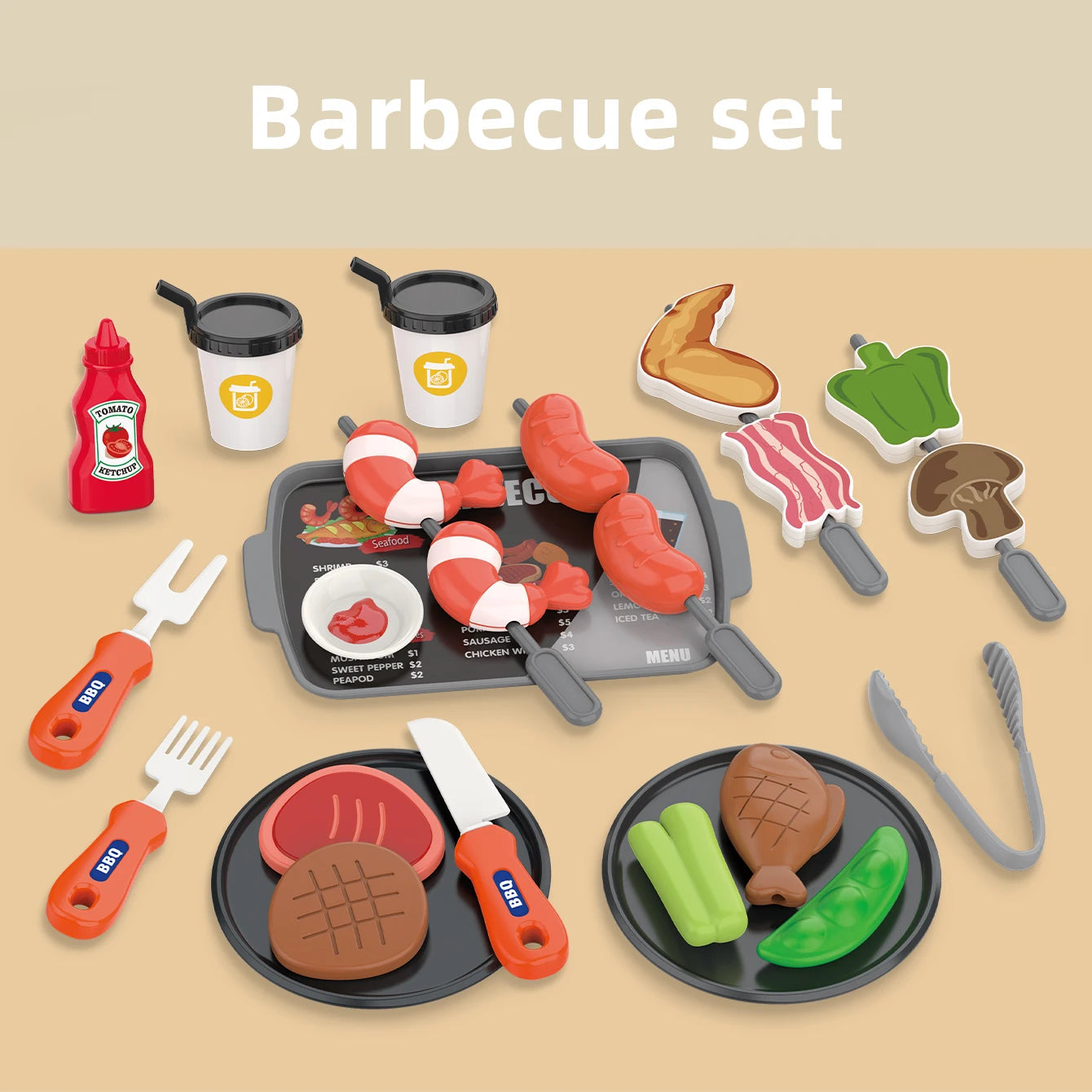 Children's toys: Pretend play, barbecue, fast food, pizza, sushi, afternoon tea, desserts, kitchen food, toy sets Good Vibrations