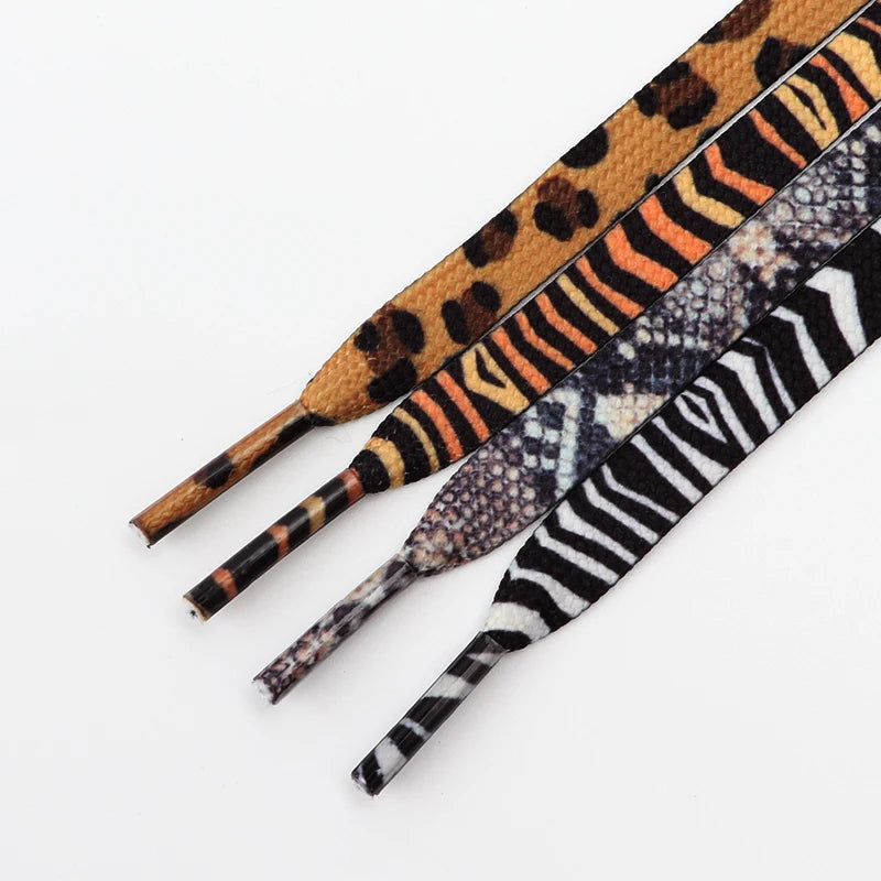 Leopard Zebra Tiger Snake Shoelaces Flat Shoe Laces for Sneakers Animal Pattern Print Shoelace Women Man Luxurious Shoestrings Good Vibrations