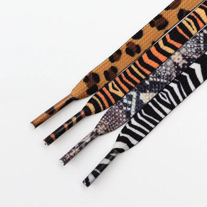 Leopard Zebra Tiger Snake Shoelaces Flat Shoe Laces for Sneakers Animal Pattern Print Shoelace Women Man Luxurious Shoestrings Good Vibrations