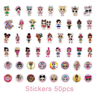 Girl Surprise Theme Backdrop Cute Shiny Doll Birthday Party Decoration Pink Latex Balloon Disposable Tableware Plate Cake Topper Good Vibrations