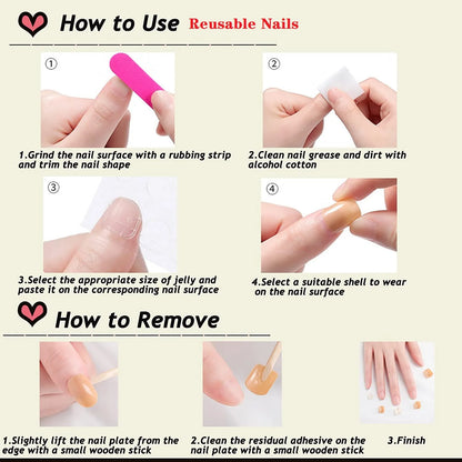 Pink French Style Fake Nails Pink Gradient Press on Nails Sweet Girls Charms Manicure Square Head Ballerina False Nails Patches Good Vibrations