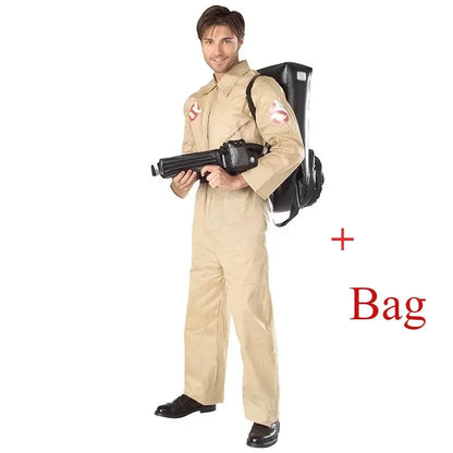 Halloween Ghostbusters Movie Inspired Costume Themed Cosplay Uniform Jumpsuit Outfit with Accessory Bag Ideal Adults Kids Good Vibrations