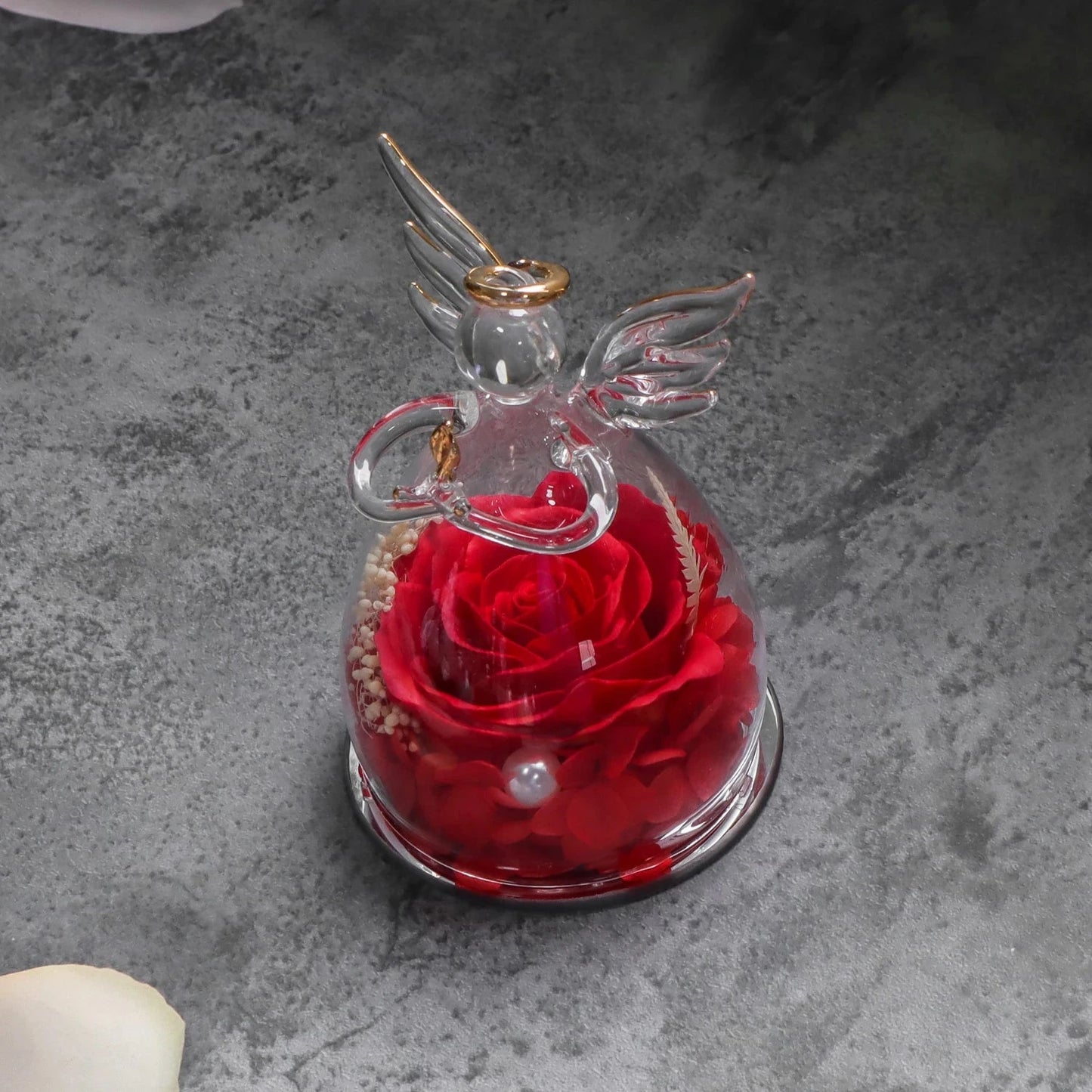 Gifts for Women Enchanted Soap Rose In Angel Glass Dome Eternal Artificial Flower Christmas Valentine's Day Gifts Wedding Supply Good Vibrations