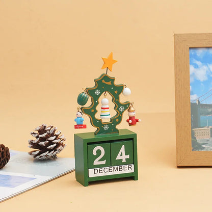 Christmas Gifts Wooden Calendar Tabletop Ornaments Santa Claus Christmas Tree Decorations Home Decoration Accessories Good Vibrations