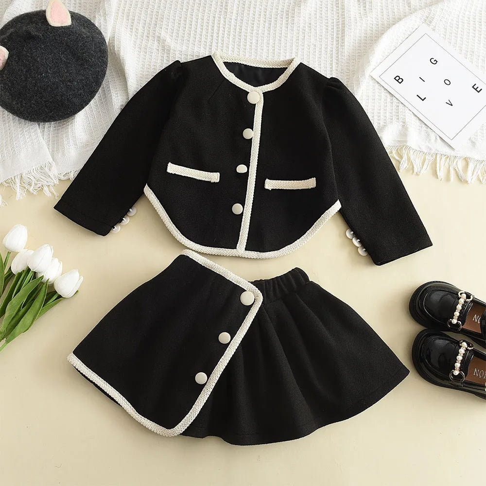 Bear Leader Fashion Kids Girls Princess 2pcs Clothes Set Autumn Winter Children Coat Outwear+Skirts Vintage Outfits Suit 2-12Y Good Vibrations
