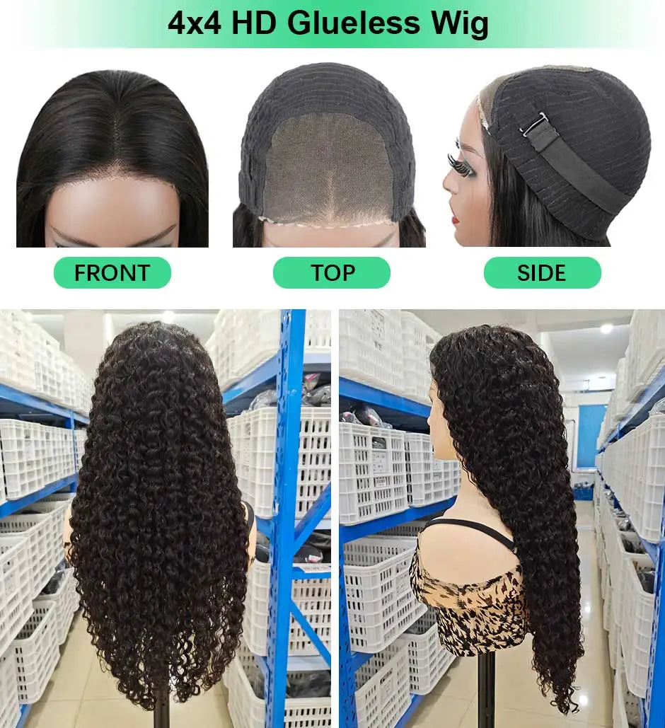 Water Wave Glueless 13*4 Wig  Lace Wig 180% Pre-Plucked Natural Wave Wear Go Glueless Curly Human Hair Wigs For Women Good Vibrations