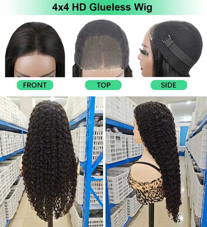 Water Wave Glueless 13*4 Wig  Lace Wig 180% Pre-Plucked Natural Wave Wear Go Glueless Curly Human Hair Wigs For Women Good Vibrations