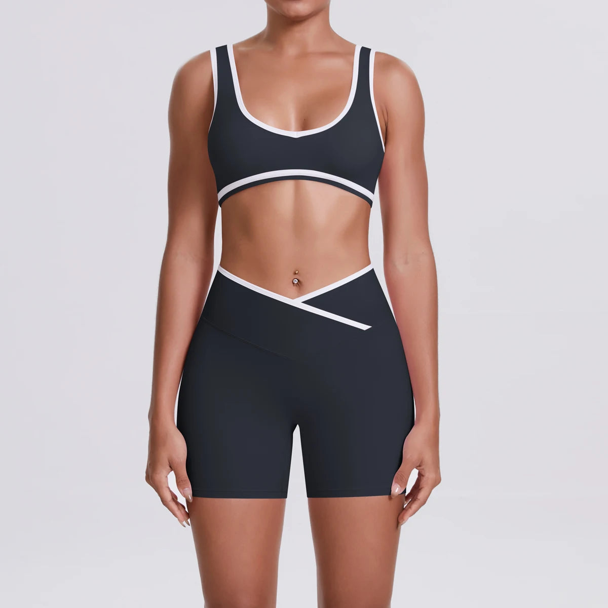 Women Two Piece Gym Workout Set Female Bra Yoga Sets 2ps Shorts Fitness Wear Women Quick-Dry Camisole Sports Bra Suits Good Vibrations