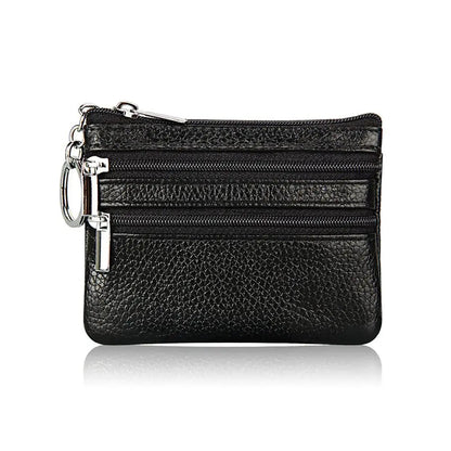 PU Leather Portable Money Coin Purse with Key Ring Waterproof Pocket Purse Zipper Wear-resistant Credit Card Holoder Man Women Good Vibrations