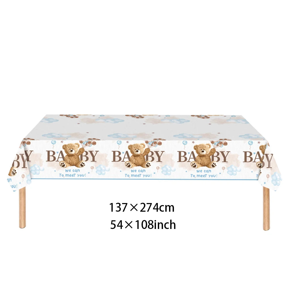 Baby shower Teddy Bear Birthday Party Plates Cup Tableware Kids 1st Birthday Party Decor Teddy Bear Balloon Birthday Party decor