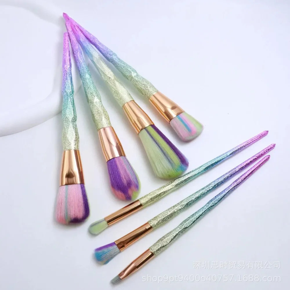 7/10pcs Make Up Brushes Set Loose Powder Foundation Eye Shadow Cosmetic Brushes Frosted Diamond-shaped Unicorn Soft Makeup Tools Good Vibrations