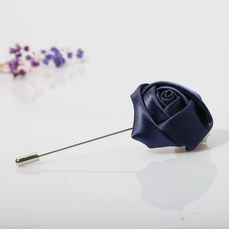 Men Boutonnieres for Wedding Groom Corsage Lapel Pins Ribbon Roses Flower Mensuit Buttonhole Brooch Marriage Accessories Good Vibrations