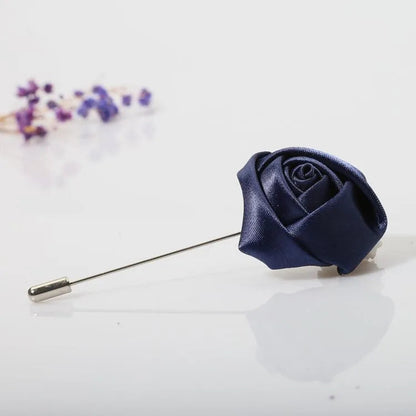 Men Boutonnieres for Wedding Groom Corsage Lapel Pins Ribbon Roses Flower Mensuit Buttonhole Brooch Marriage Accessories Good Vibrations