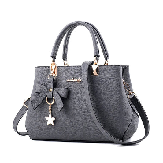 Yogodlns Elegant Women Messenger Bags with flower pendant Office Ladies Totes Pure Handbag for female Crossbody Shoulder Bags Good Vibrations