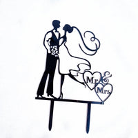 Mrs & Mrs Wedding Party Cake Topper Gold Black Ring Acrylic Wedding Cake Toppers Dessert Decoration Bride Groom Baking Supplies Good Vibrations