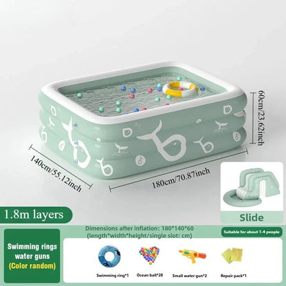 Inflatable Swimming Pool with Water Slide for Backyard Garden Party Foldable Kids Adults Family Pools PVC Swimming Pools Good Vibrations