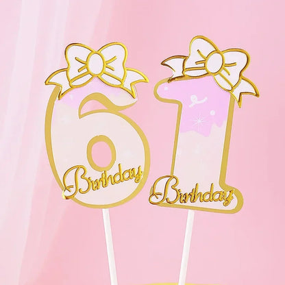 New Digital Decoration Happy Birthday Number Cake Insertion 0 1 2 3 4 5 6 7 8 9 Cake Topper Girls Boys Baby Party Supplies Decor Good Vibrations