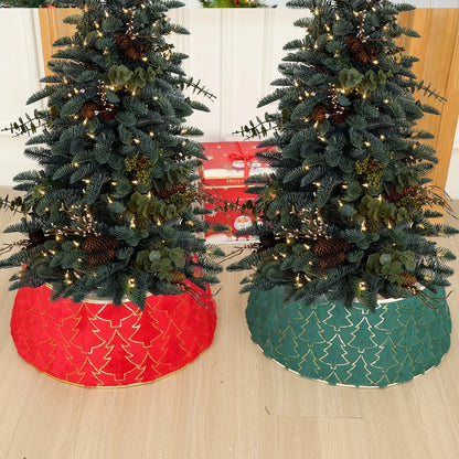 Christmas Tree Collar Red and Green Felt Decorations Tree Skirt Alternative Stereoscopic Tree Bottom Surrounder Party Display Good Vibrations