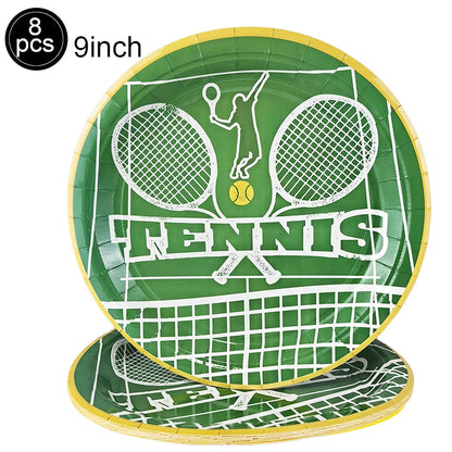 Tennis Party Supplies Paper Plate Napkin Cup Tableware for Boys Baby Shower Tennis Ball Sports Themed Party Birthday Decoration Good Vibrations