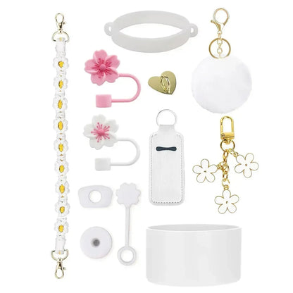 12PCS Accessories for Stanley Cup 30oz 40oz Tumbler Water Bottle Handle Strap Straw Toppers Keychain Charms Silicone Cup Boot Good Vibrations Adult Super Store
