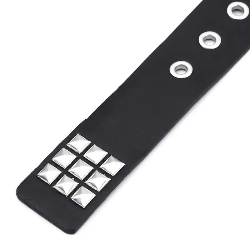 Square bead rivet belt, metal pyramid belt, men's and women's punk hardware denim belt, Y2K belt Good Vibrations