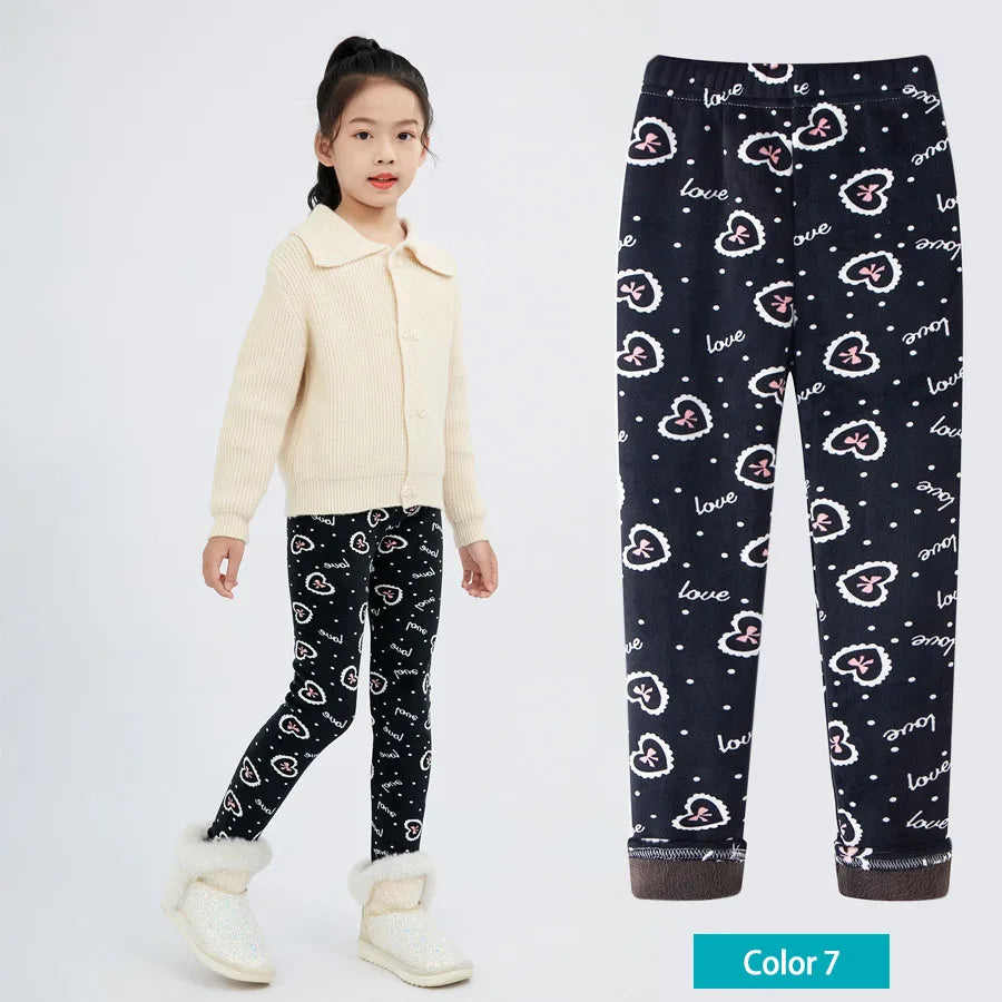 SheeCute Girls Winter Warm Pants Kids Fleece Lined Leggings for 3-11 Years SCW8101 Good Vibrations