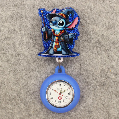 Cute Friends Pig Bear Blue Mouse Style Pocket Watch Retractable And With Clip For Men And Women Good Vibrations
