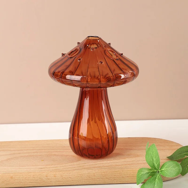 Transparent Jelly Color Mushroom Glass Vase Aromatherapy Bottle Home Small Vase Hydroponic Flower Pot Simple Table Decoration Good Vibrations