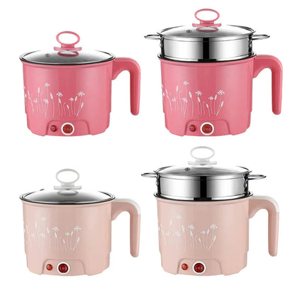 Electric Pots Household Portable Multipurpose Mini Ramen Cooker Noodles Cooker Mini Pot for Shabu Shabu Dumpling Fry Ramen Eggs Good Vibrations