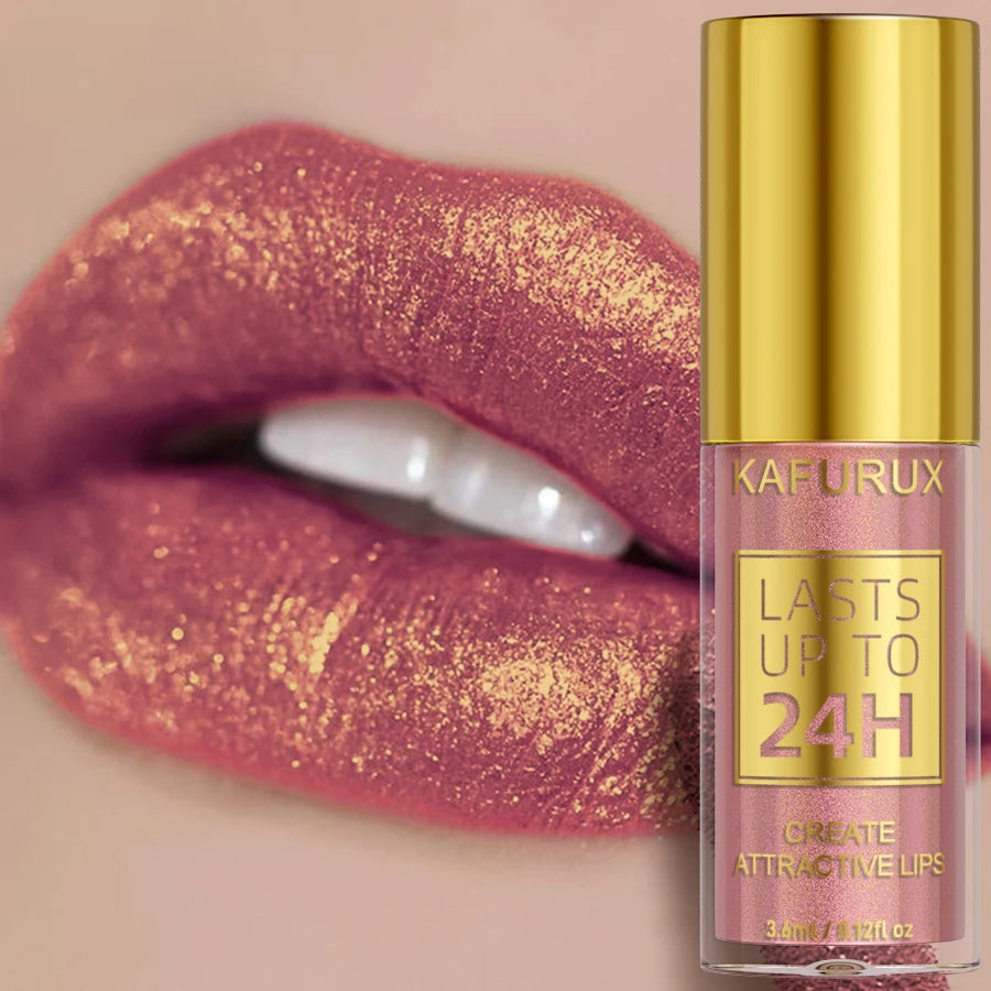 14 Colors Glitter Metallic Lip Glaze Shiny Long Lasting Lip Gloss Waterproof Liquid Lipstick Makeup Lip Oil Lip Tint Gifts for W Good Vibrations