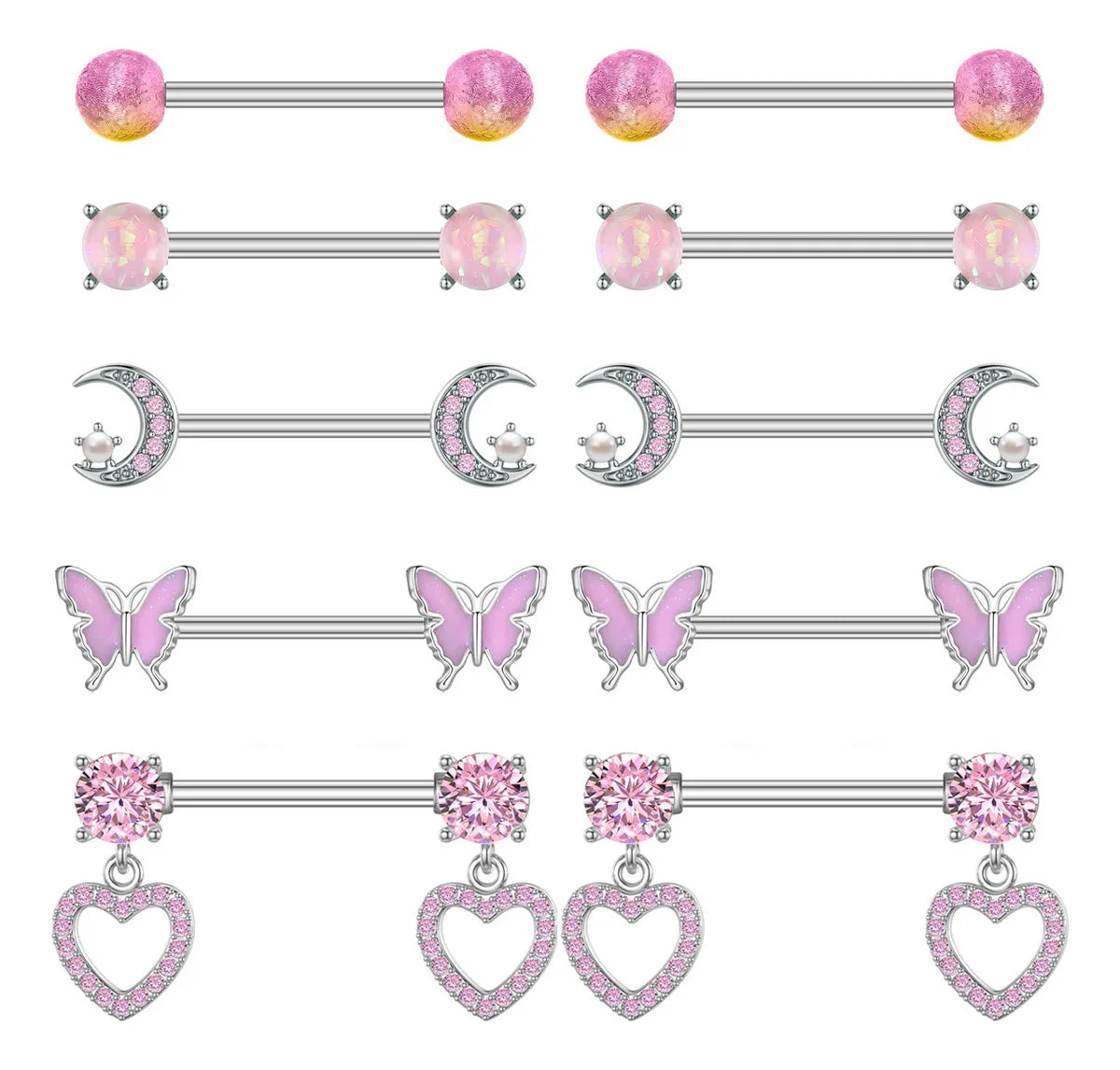 Mixed-style Sexy Nipple Rings Sets Heart Butterfly Dangle Nipple Piercing Bulk for Women Stainless Steel Cute Cat Shield Barbell Good Vibrations Adult Super Store