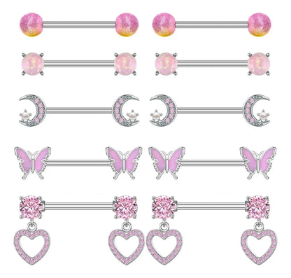 Mixed-style Sexy Nipple Rings Sets Heart Butterfly Dangle Nipple Piercing Bulk for Women Stainless Steel Cute Cat Shield Barbell Good Vibrations Adult Super Store