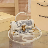 Women's handbag, handbag, women's 2024 new high-end texture summer designer single shoulder crossbody embroidered square bag Good Vibrations