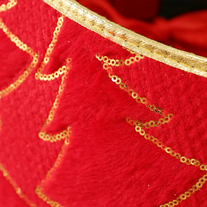 Christmas Tree Collar Red and Green Felt Decorations Tree Skirt Alternative Stereoscopic Tree Bottom Surrounder Party Display Good Vibrations