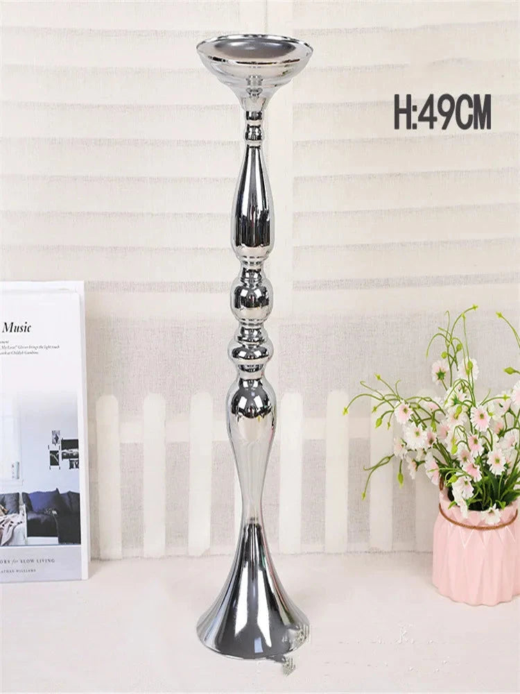 Metal Candle Holders Flowers Vase Candlestick Centerpieces Road Lead Candelabra Centerpieces Wedding porps Christmas decoration Good Vibrations