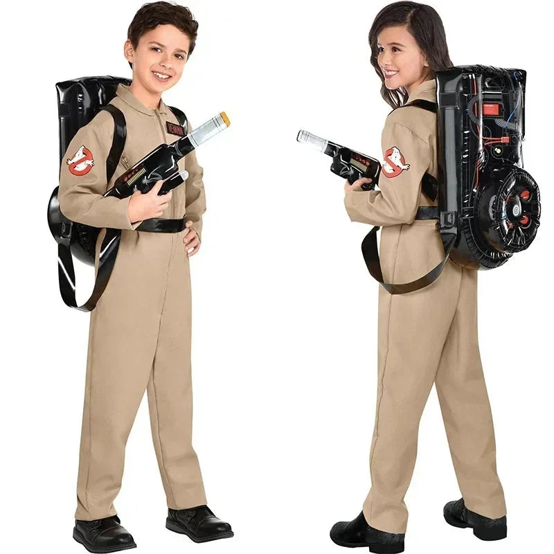 Halloween Ghostbusters Movie Inspired Costume Themed Cosplay Uniform Jumpsuit Outfit with Accessory Bag Ideal Adults Kids Good Vibrations