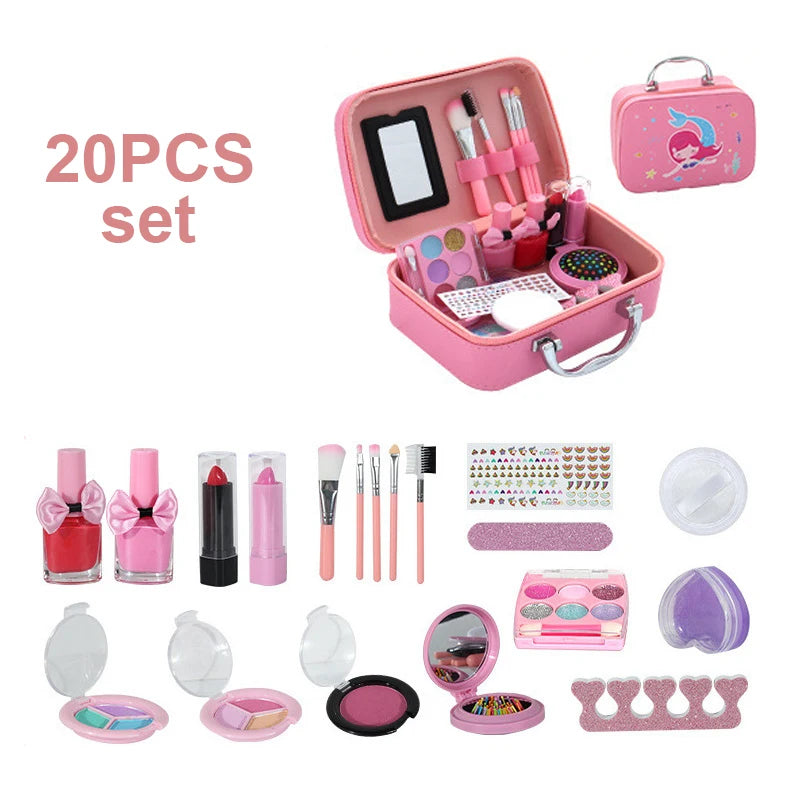 Girls Real Makeup Kit Washable Princess Play Makeup Set Kids Toys Safe Non Toxic Girls Pretend Play Birthday for Kids Gifts Good Vibrations