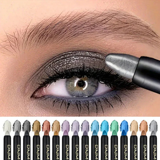 16 Colors Pearlescent Eyeliner applied on eye showcasing glittery waterproof long-lasting non-smudge makeup shades