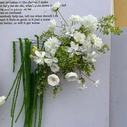 White Green Flowers Wedding Decoration Artificial Flowers Floral Backdrop Arrangement Hang Flower Row Road Lead Flower Ball Good Vibrations