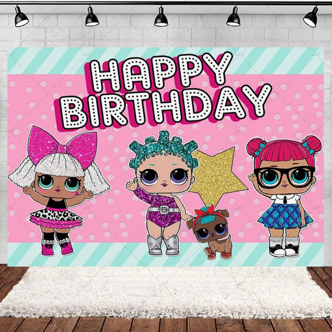 Girl Surprise Theme Backdrop Cute Shiny Doll Birthday Party Decoration Pink Latex Balloon Disposable Tableware Plate Cake Topper Good Vibrations