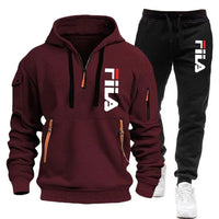 Autumn and Winter 2025 new men's hooded sweatshirt + pants two-piece set, outdoor multi-pocket men's pullover sportswear set Good Vibrations